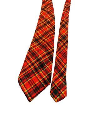 The Scotch House Munro Tartan Plaid Tie Wool Red Green Yellow Scotland 55”